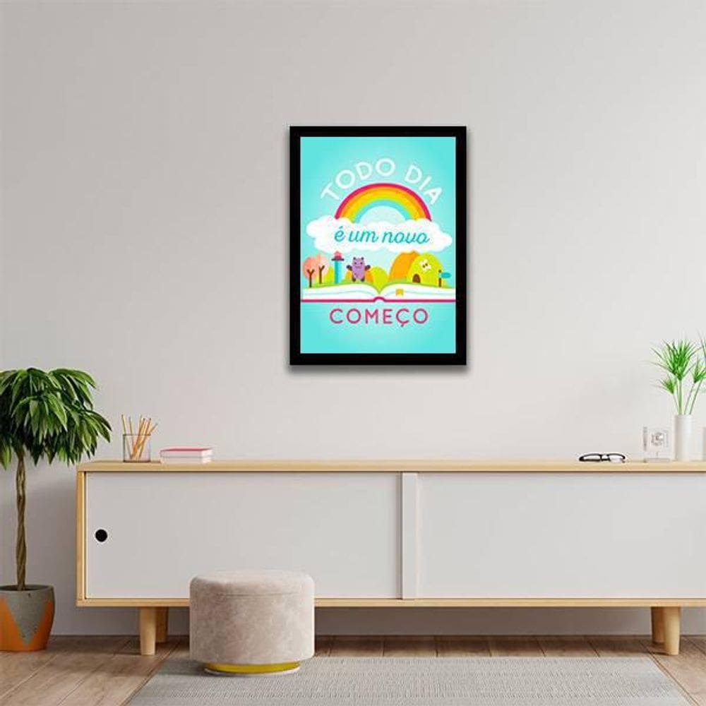 Quadro Decorativo Todo Dia É Um Novo Começo  Moldura Preta