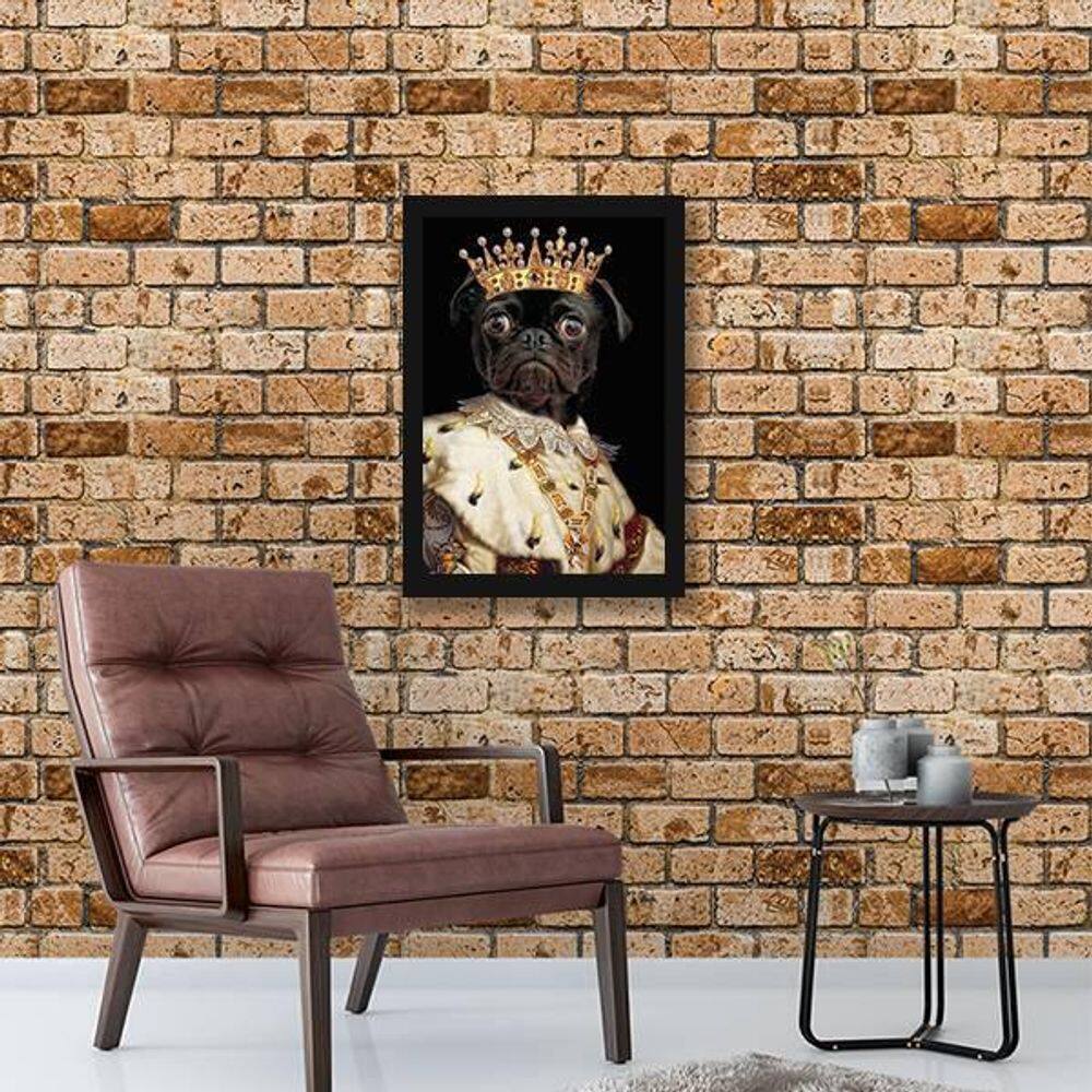 Quadro Decorativo Pug Rei 45X34Cm