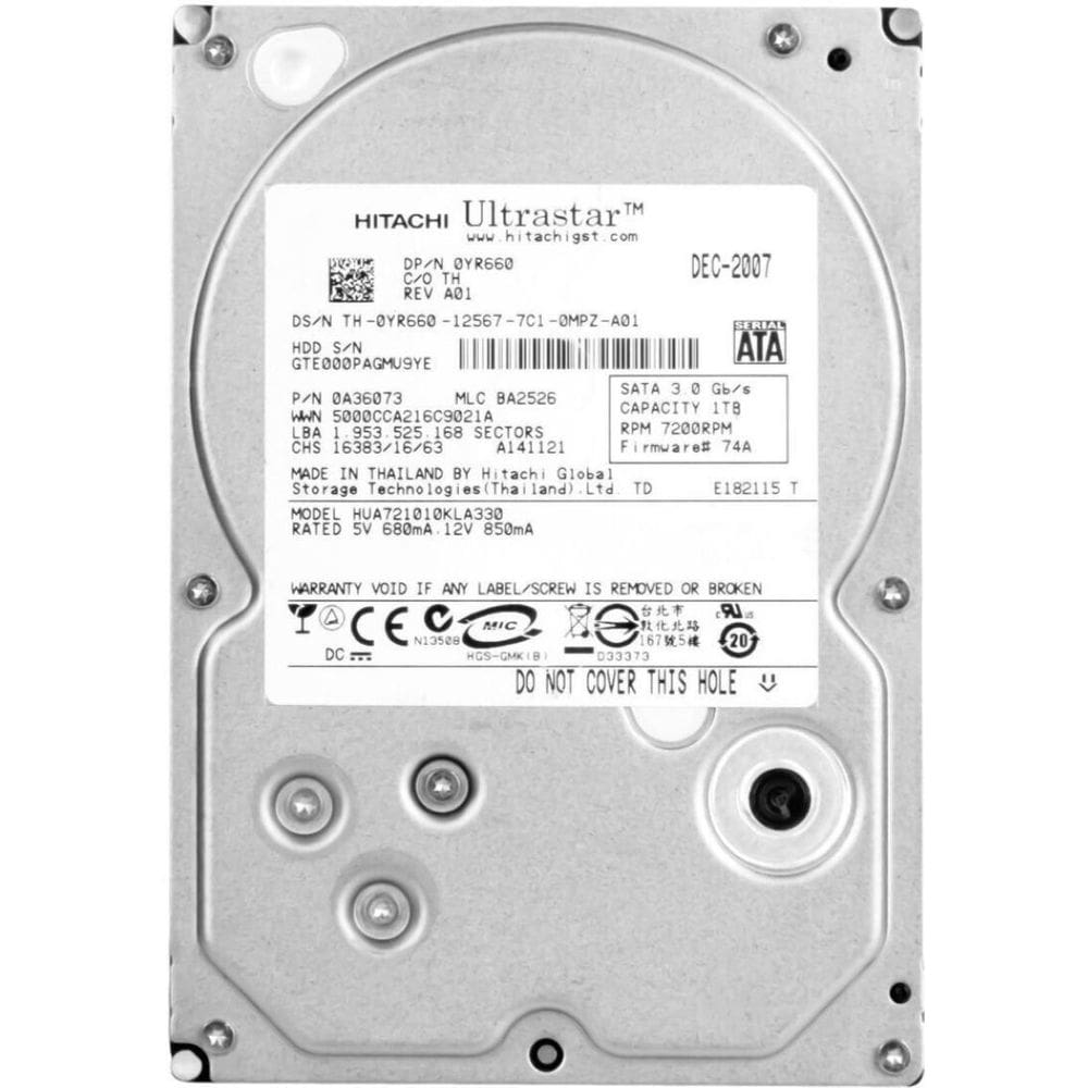 HD SATA Dell 1TB 7.2K 3.5 0YR660 YR660 HUA721010KLA330 3Gbps