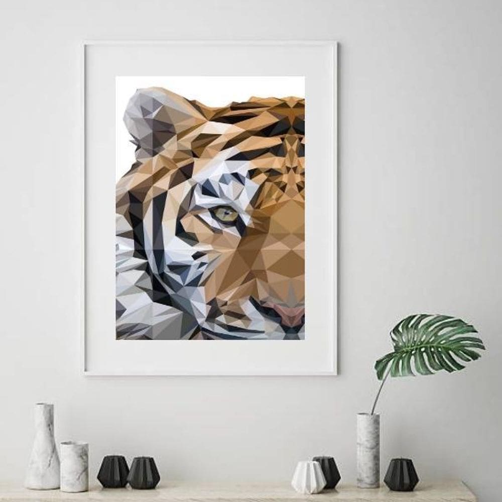 Quadro Tigre Geométrico - 60X48Cm