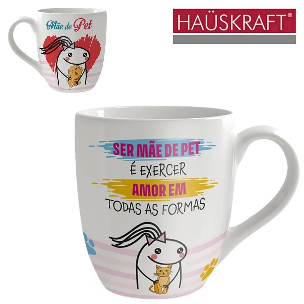 Caneca De Porcelana Meme Mae De Pet Hauskraft 300Ml
