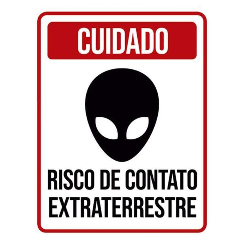 Placa Cuidado Risco Contato Extraterrestre 36X46