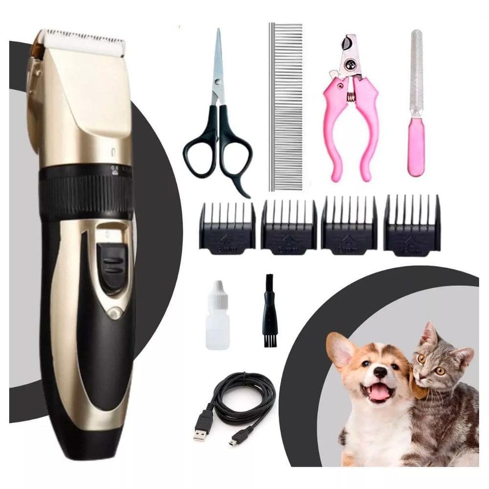 Kit Máquina Tosa Pets Cachorro Tosar Cães Gatos