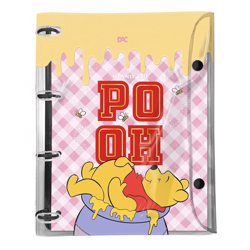 DAC - Caderno Argolado Universitário PVC Cristal com 192 Folhas Fechamento em Botão - Pooh