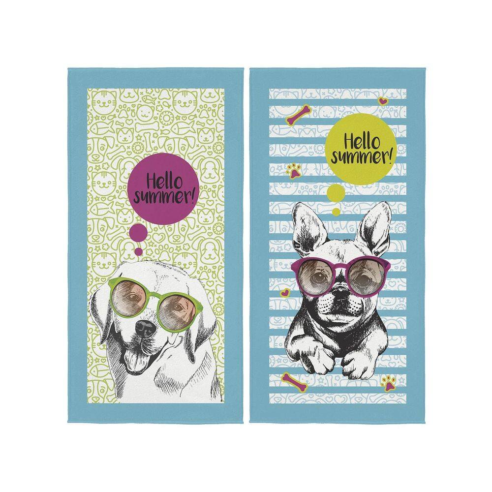Kit 2 Toalhas Summer Pets Banho Praia Piscina Aveludadas