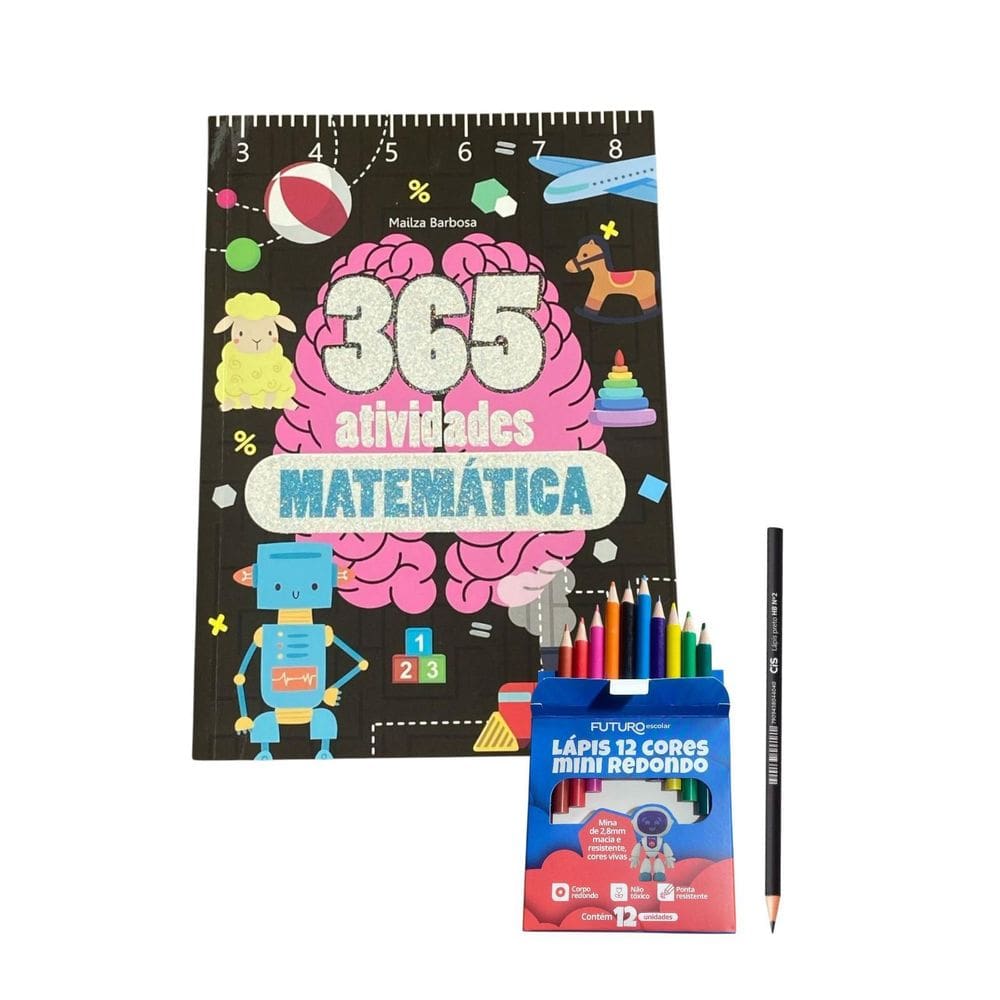 Kit Livro 365 Atividades Matemática +12 Lápis Cor +1 Lápis