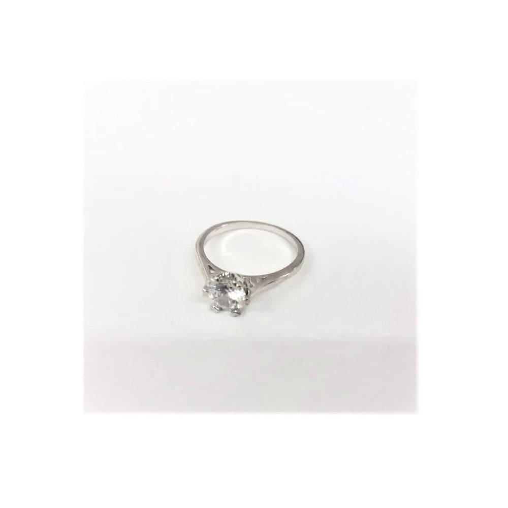 Anel Folheado Prateado Noivado Debutante Zirconia Ponto Luz