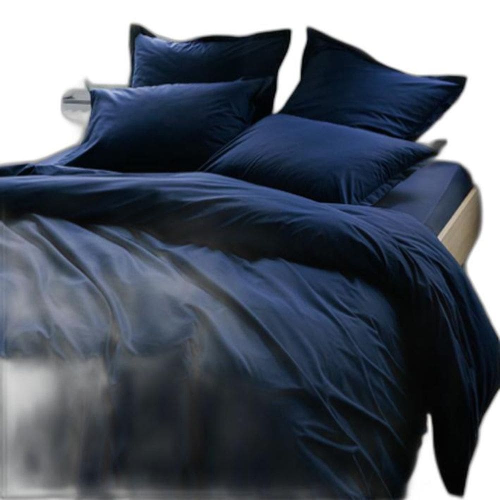 Jogo De Cama Solteiro King Marinho 6 Peças Edredom 200X240Cm