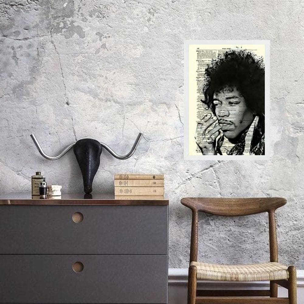 Quadro Vintage Jimi Hendrix 24X18Cm