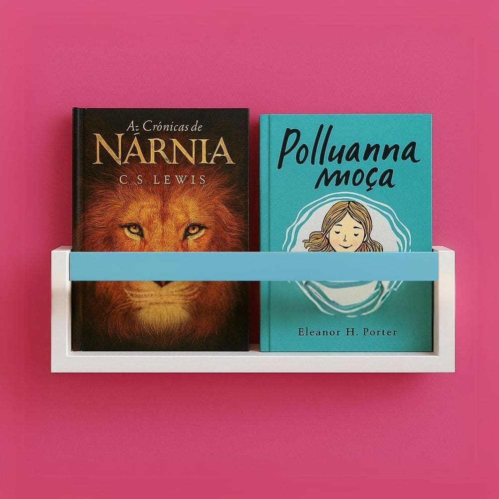 Prateleira Estante Branca De Ripa Azul Bebê 40Cm