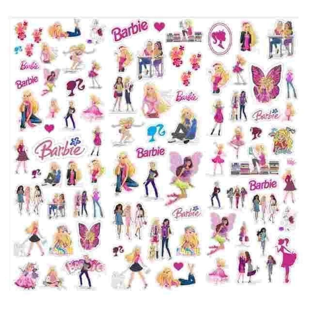 160 Adesivos Cartelas Decorativos Barbie Kit 5 Cartelas