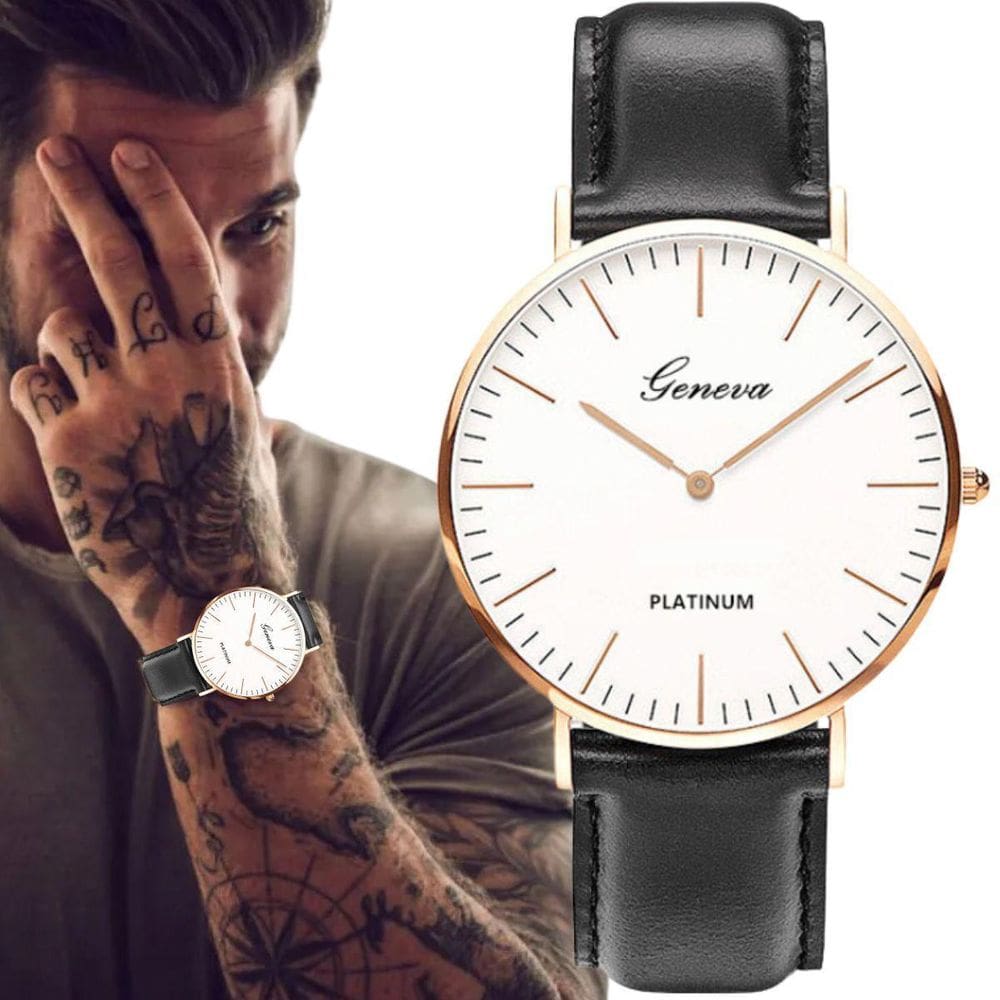 Relógio Masculino Minimalista Ultrafino Geneva + Caixa