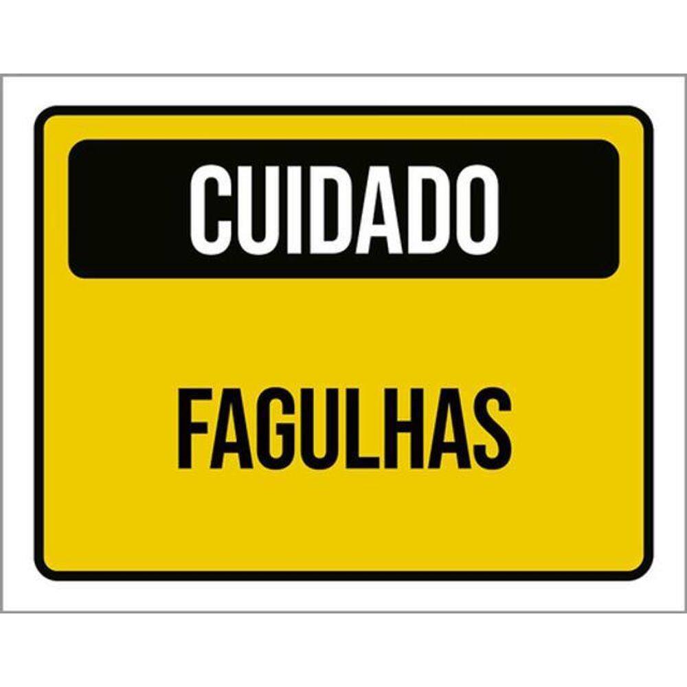 Kit 5 Placas Cuidado Fagulhas Amarela 36X46