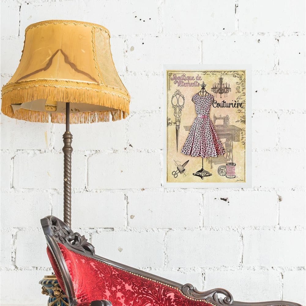 Quadro Vintage Moda Vestido Manequim 24X18Cm