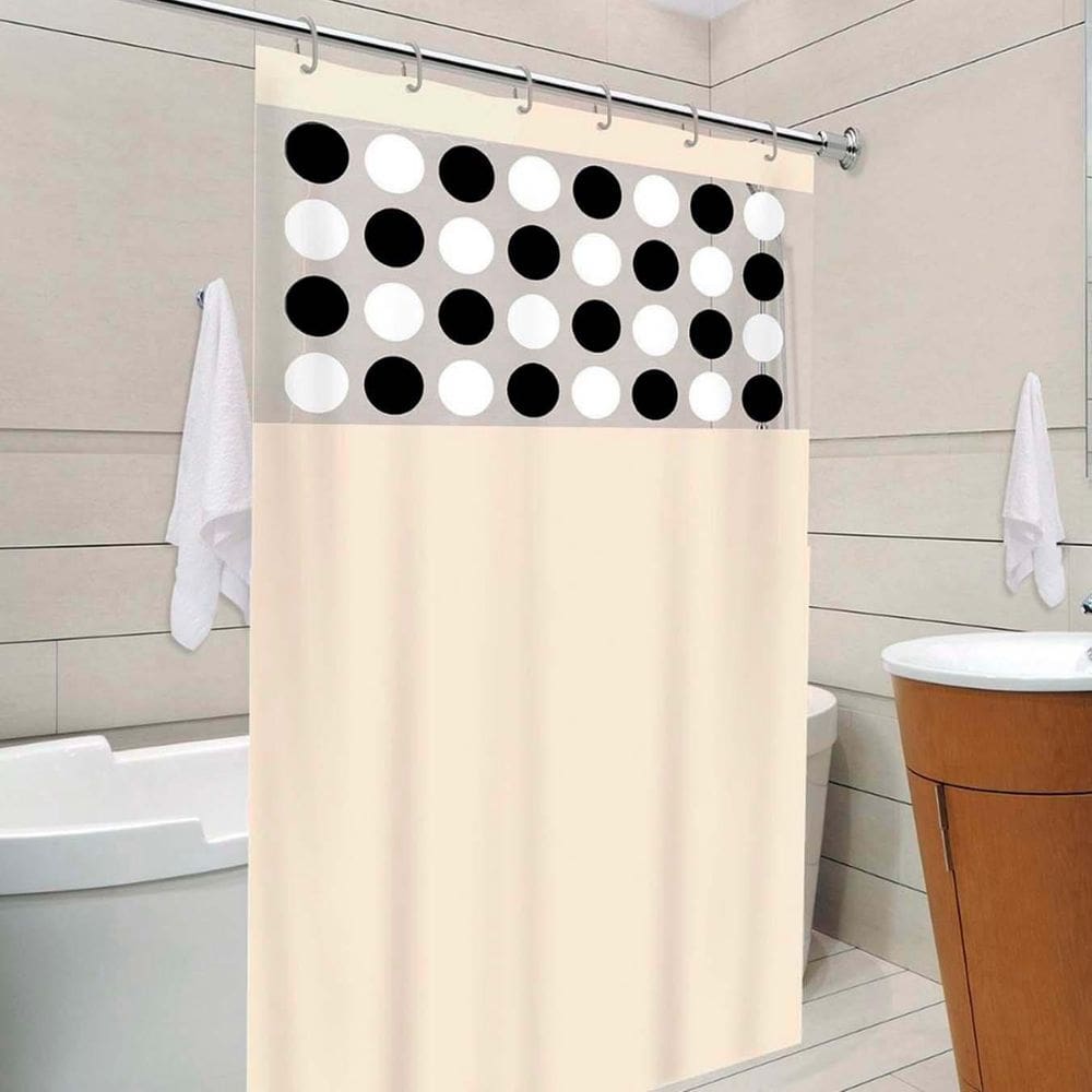 Cortina Box Banheiro Visor Estampado Bolinhas Antimofo
