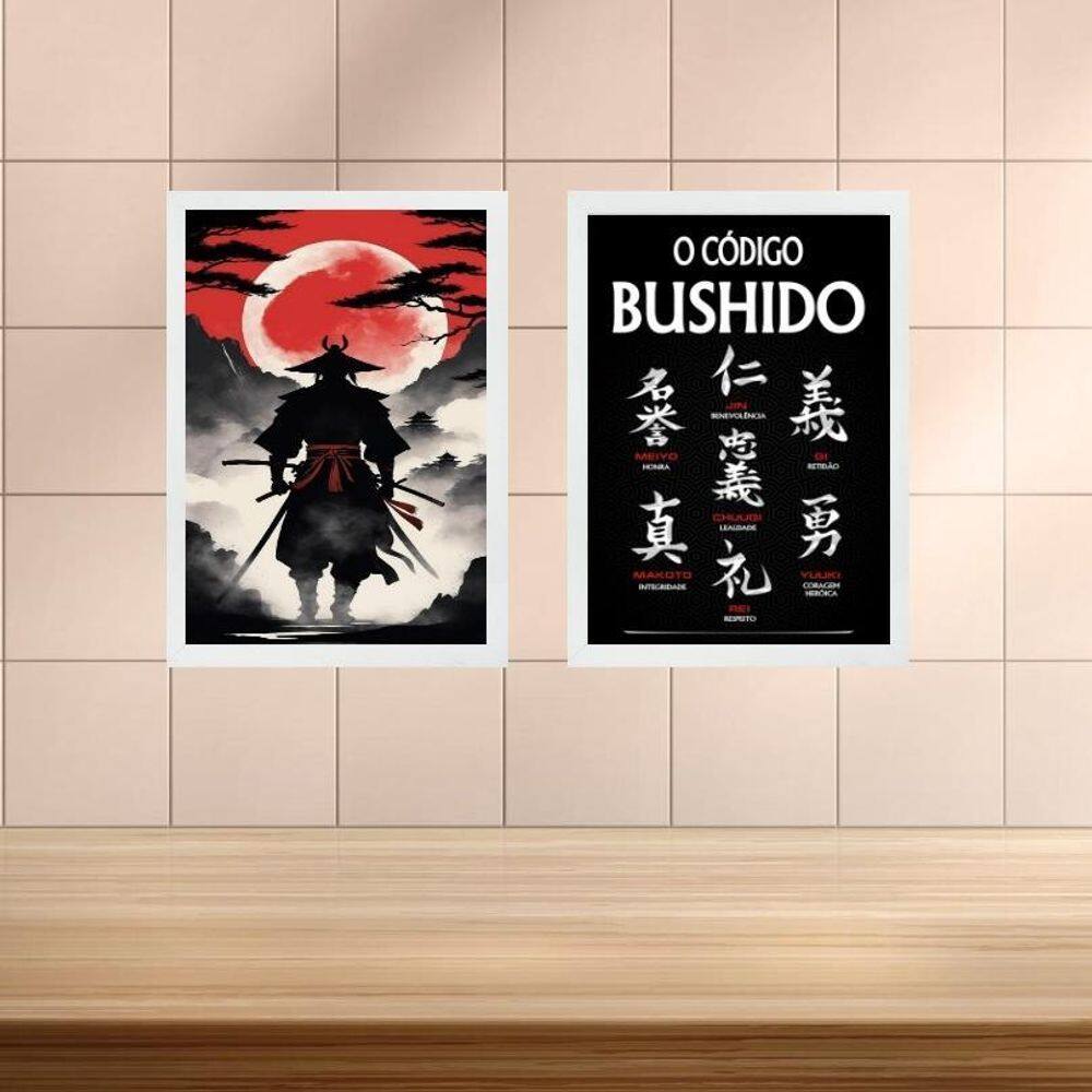 Kit 2 Quadros Samurai - Código Bushido 45X34Cm