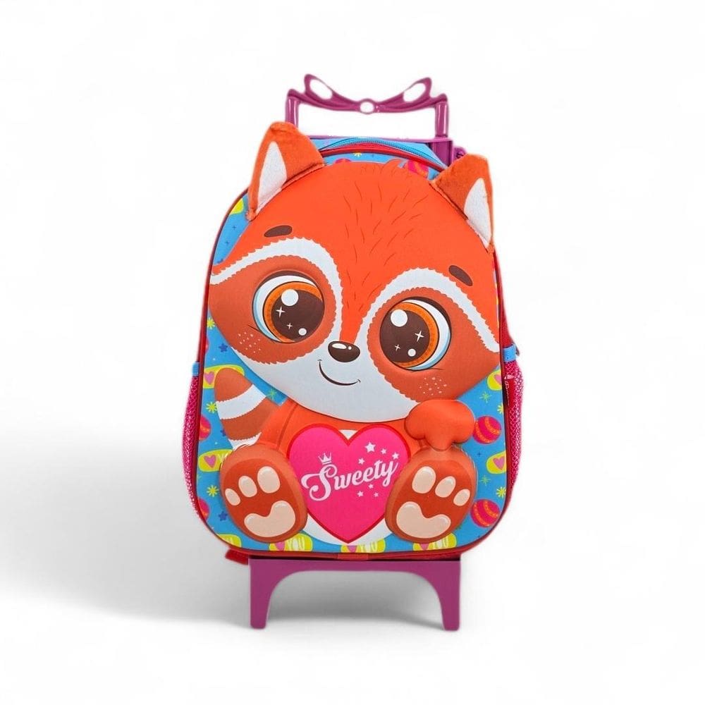 Mochila Escolar Passeio Rodinha Bichinho Animais Zoo Raposa