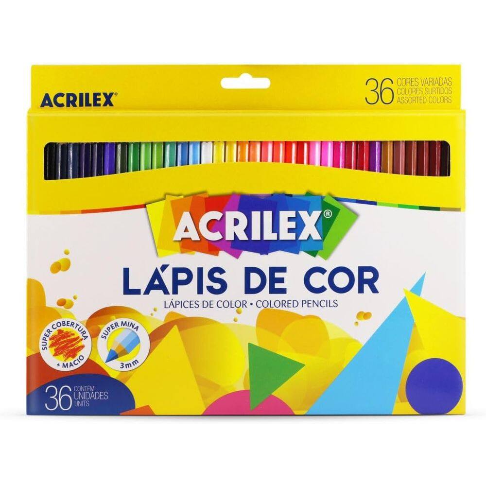Lápis de Cor, Sextavado, 36 Cores, Acrilex