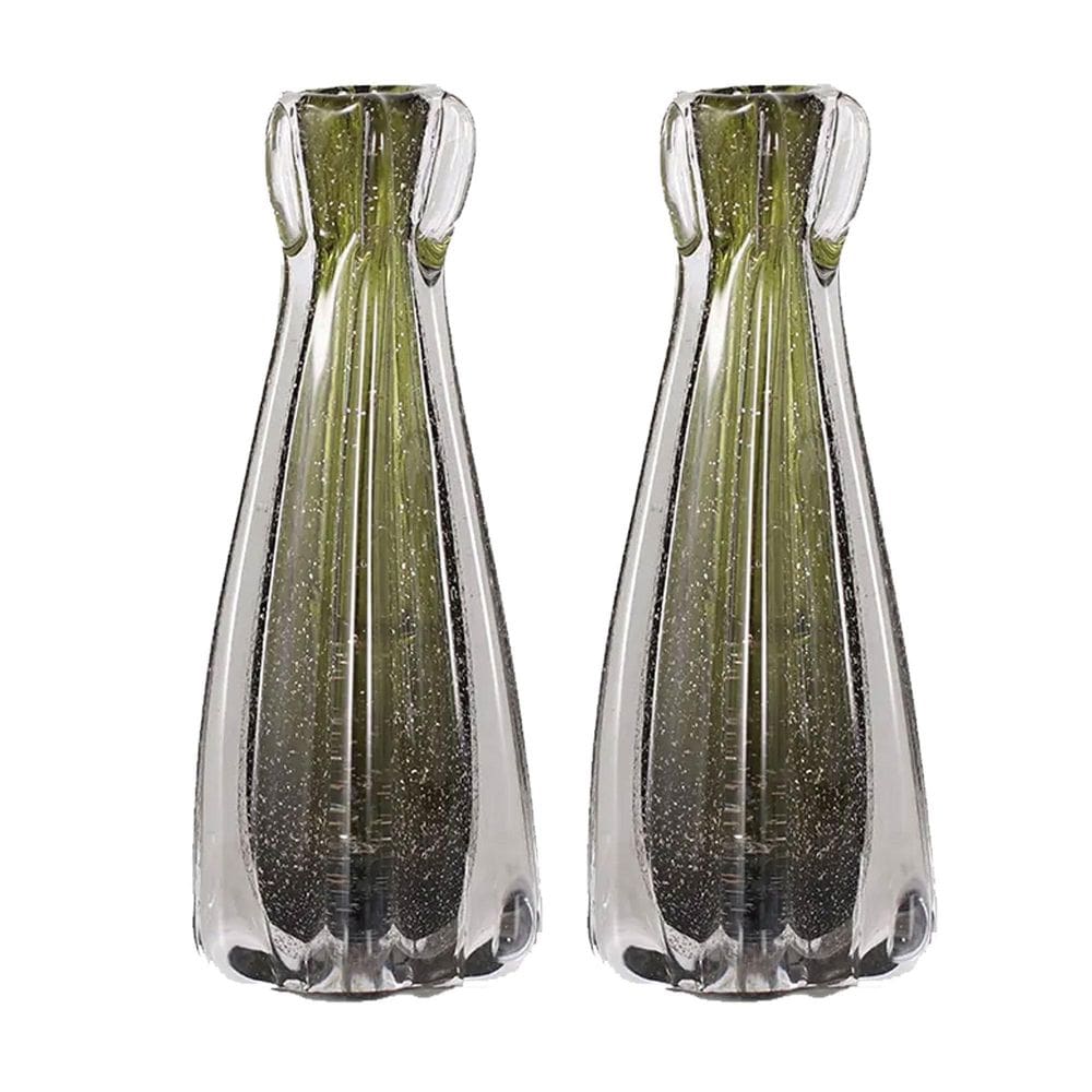 Conjunto 2 Vaso Decor Murano Vidro 24X9Cm Paramount Verde