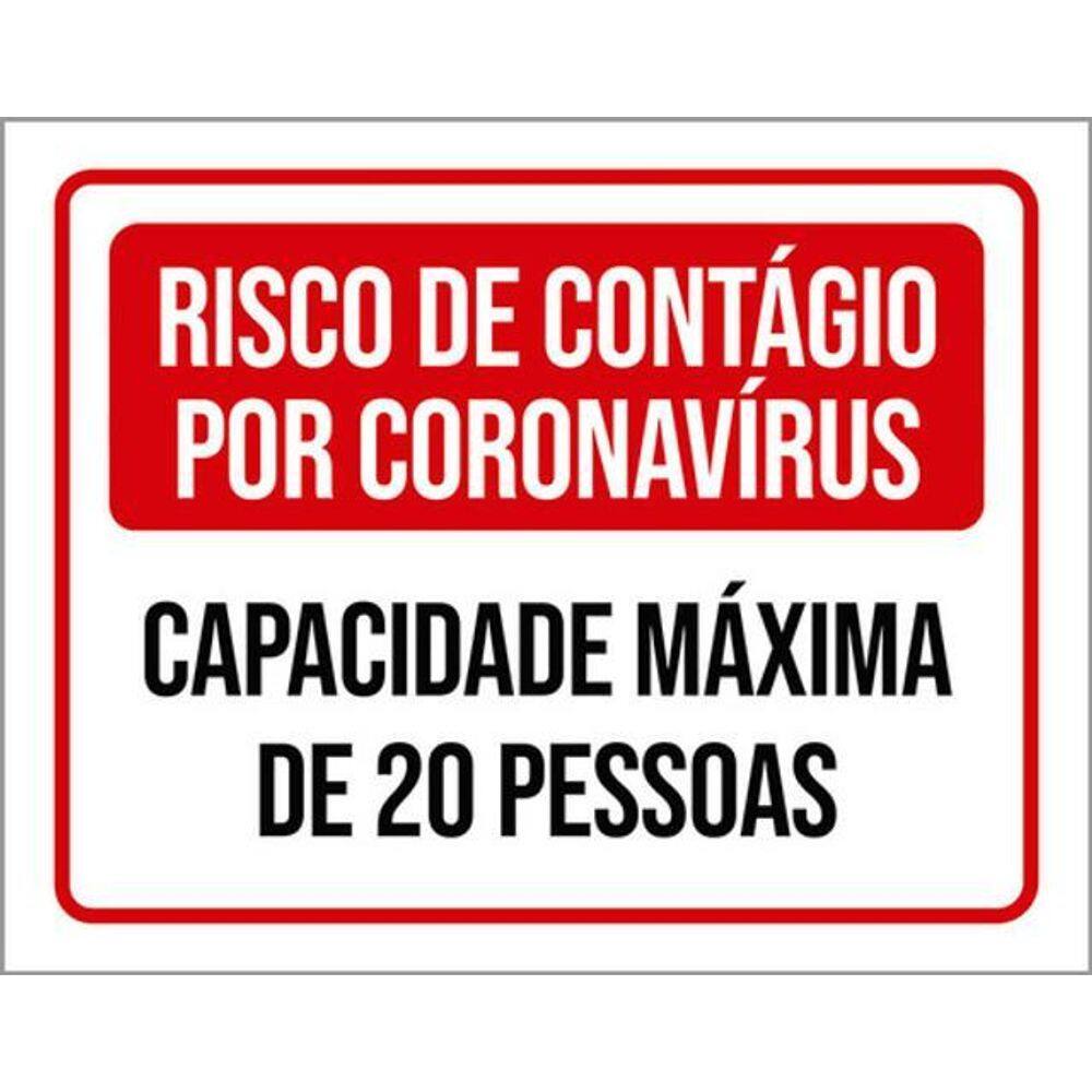 Kit 5 Placas Risco Contágio 20 Pessoas 36X46