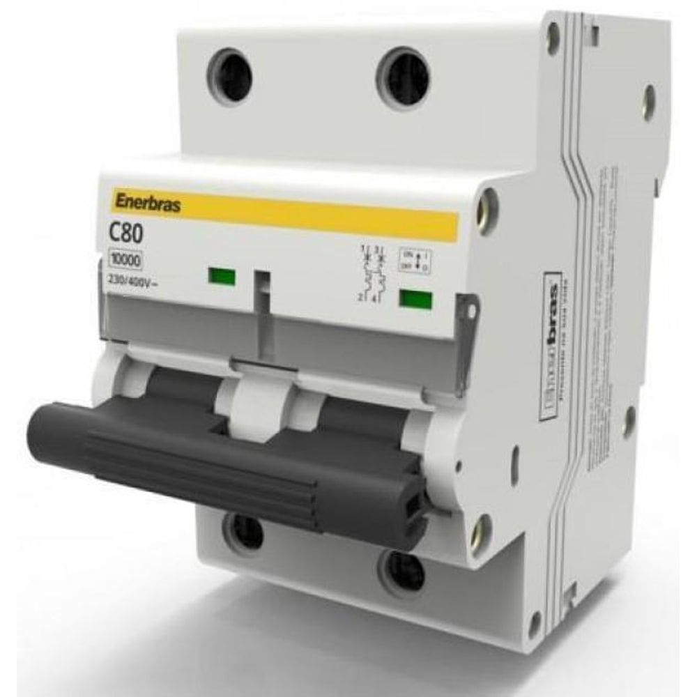 Disjuntor Bipolar Curva C 80A Din - Enerbras