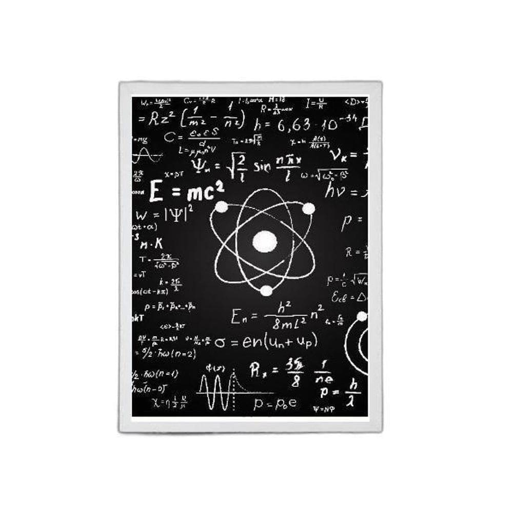 Quadro Decorativo Física Átomo Equação 45X34Cm Vidro Branca