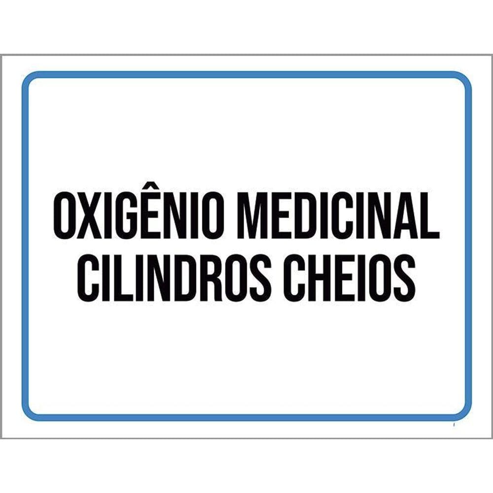 Placa Sinalização Oxigênio Medicinal Cilindros Cheios 36X46
