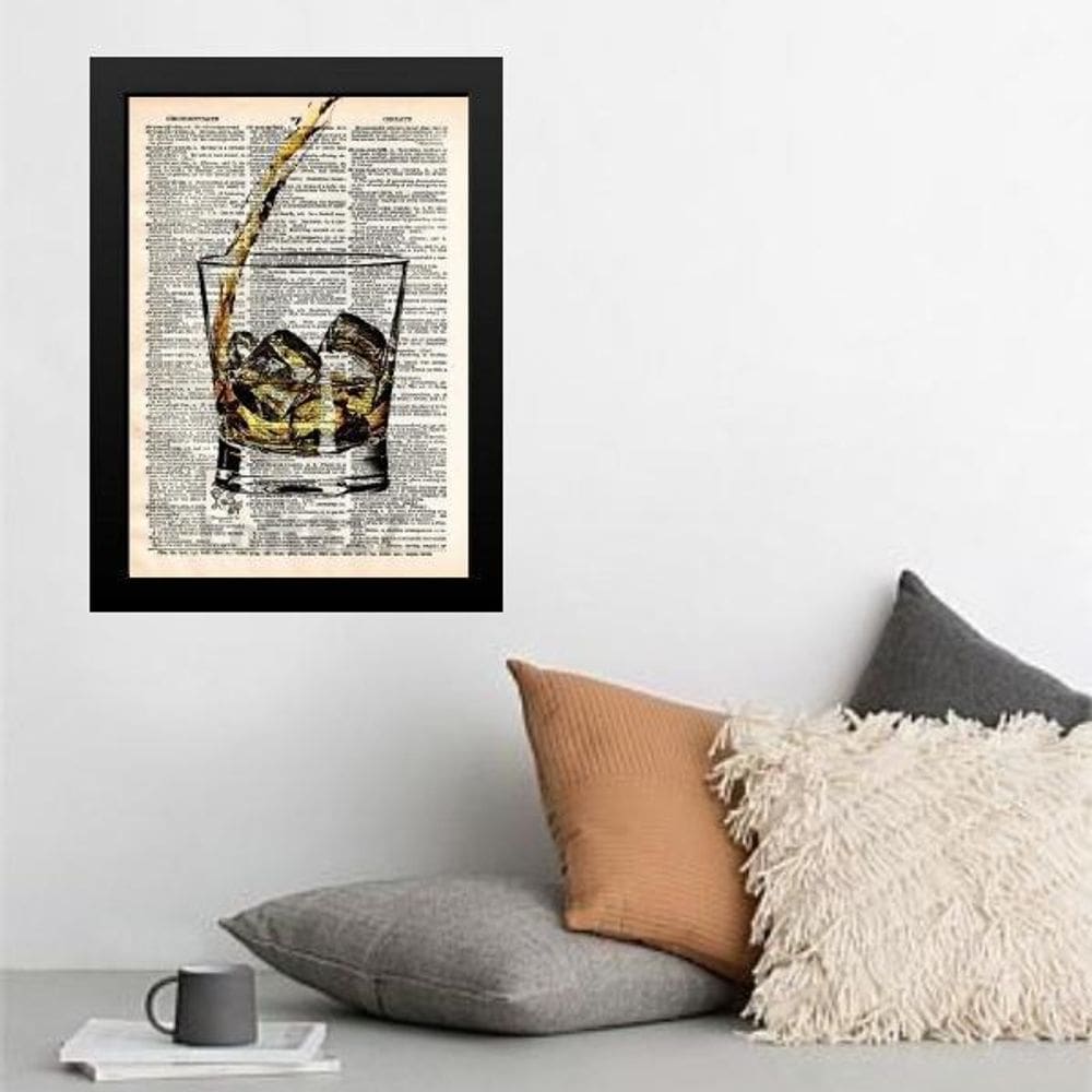 Quadro Vintage Copo De Whisky 24X18Cm
