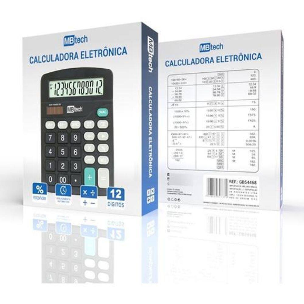 Calculadora Eletrônica 12 Dígitos Gb54468 Mbtech