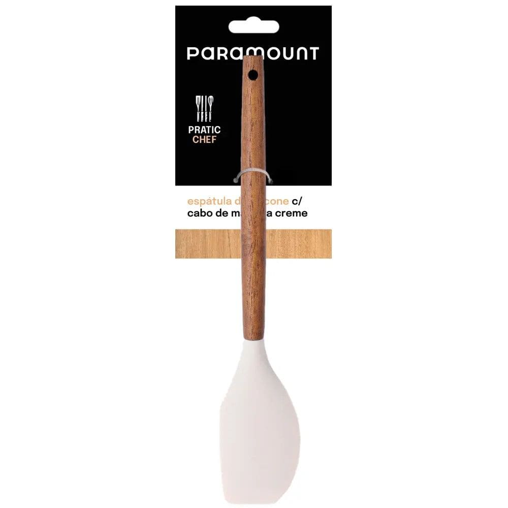 Espátula de Silicone com Cabo de Madeira - Creme - Paramount