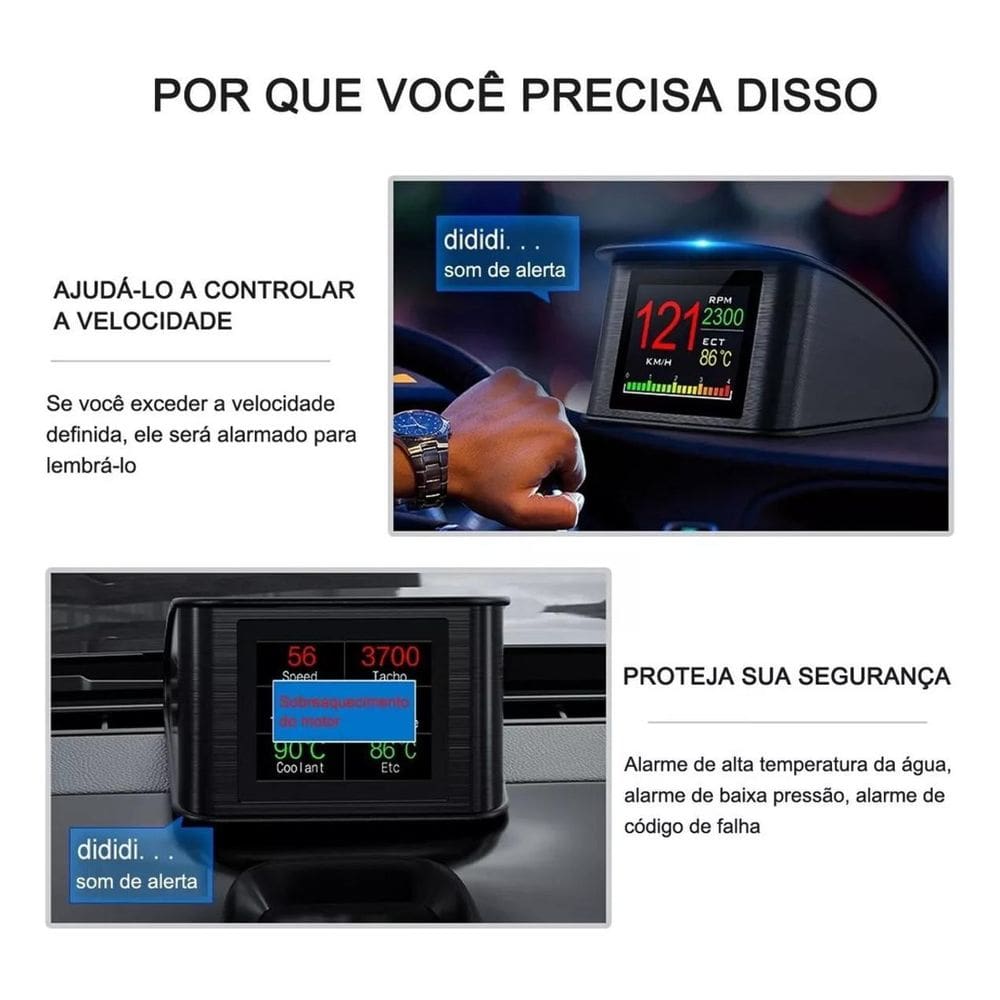 Computador De Bordo Digital Obd2 Scanner Automotivo P10