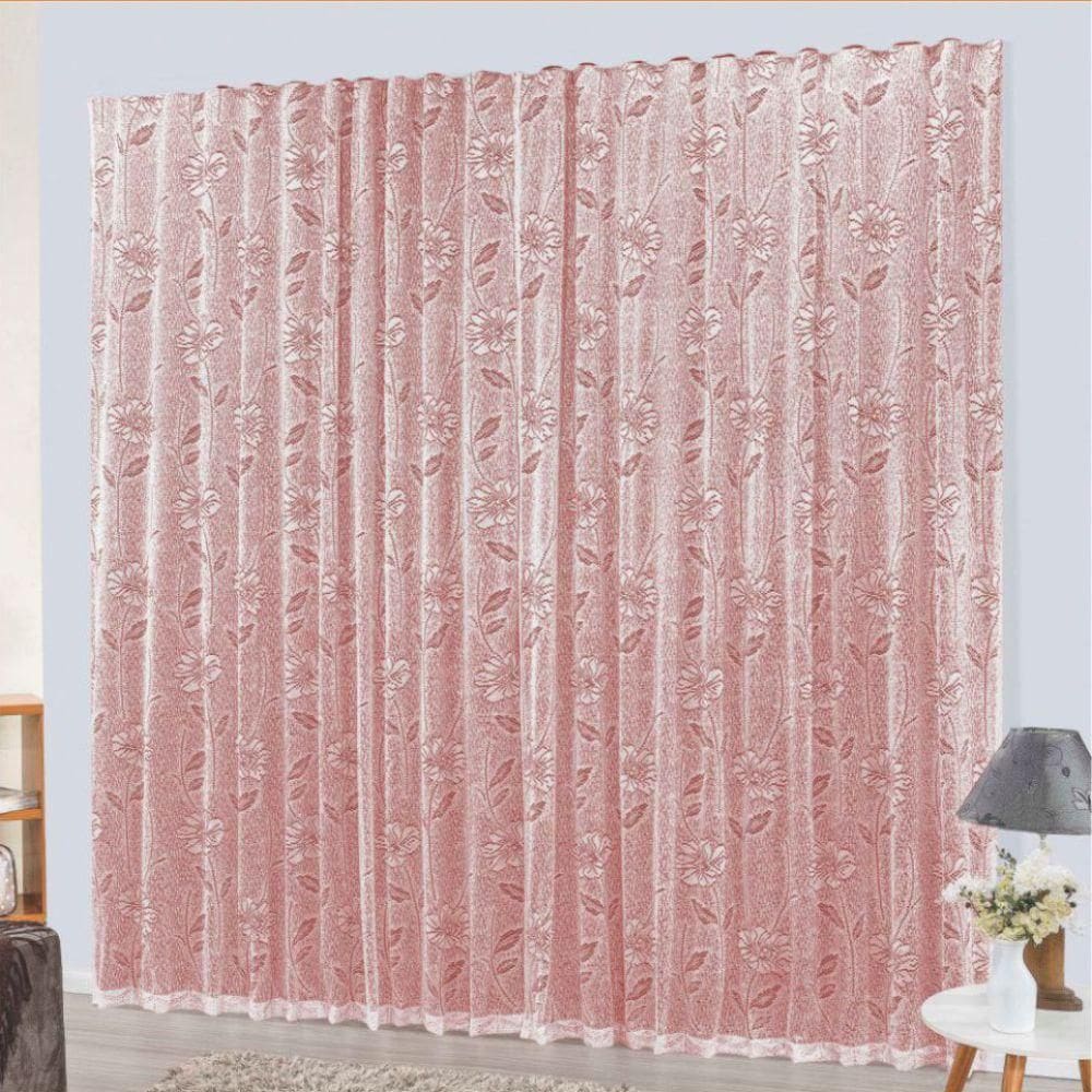 Cortina Charme Renda Com Voal 4 Metro Trilho Comum Vermelha