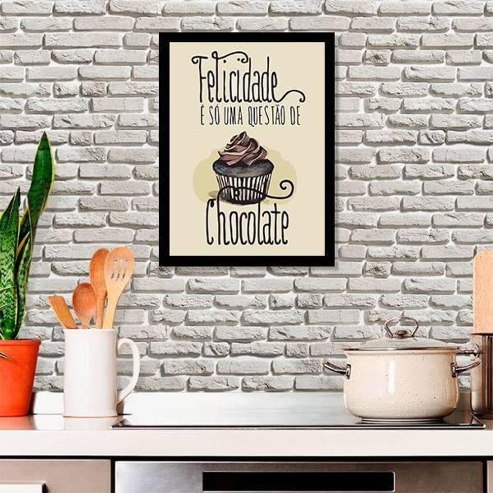 Quadro Felicidade É Só Uma Questão De Chocolate 24X18Cm