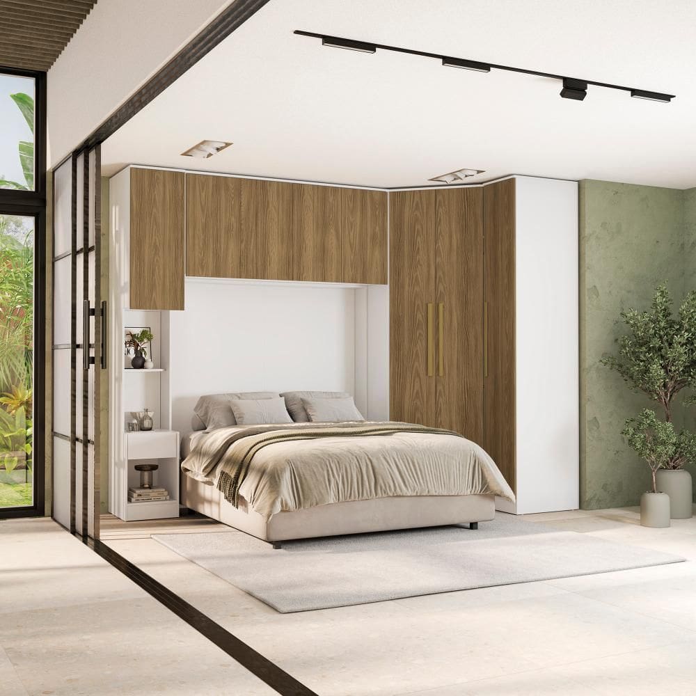 Quarto Completo Kappesberg Adapt  7 Peças Branco/Nogueira