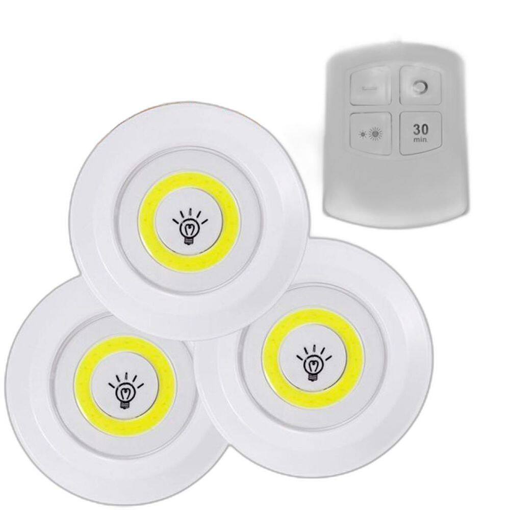 Kit 3 Luminária Lâmpada Led Spot Sem Fio Controle Remoto