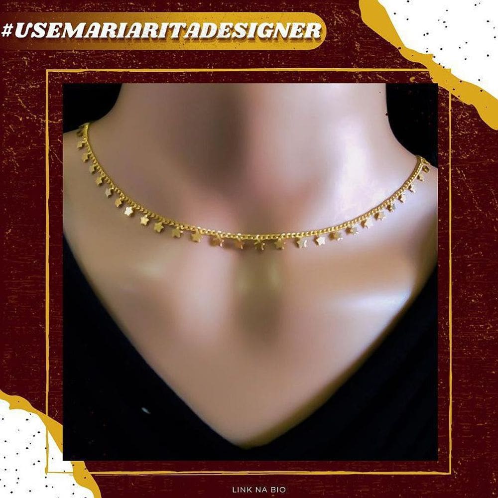 Colar Chocker Star Folheado A Ouro 18K