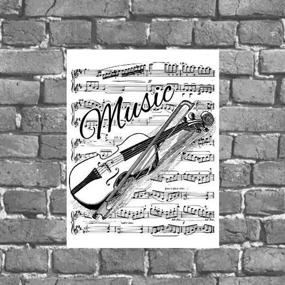 Placa Decorativa Violino Music Partitura 18X27Cm
