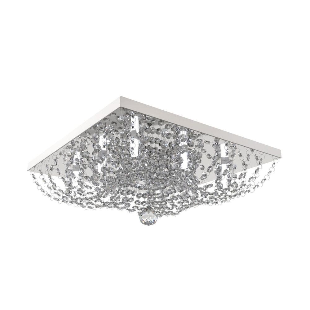 Plafon Lustre de Cristal  Quadrado 42cm    Living