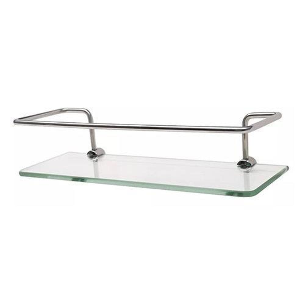 Porta Shampoo Reto Alumínio Vidro 30 Cm