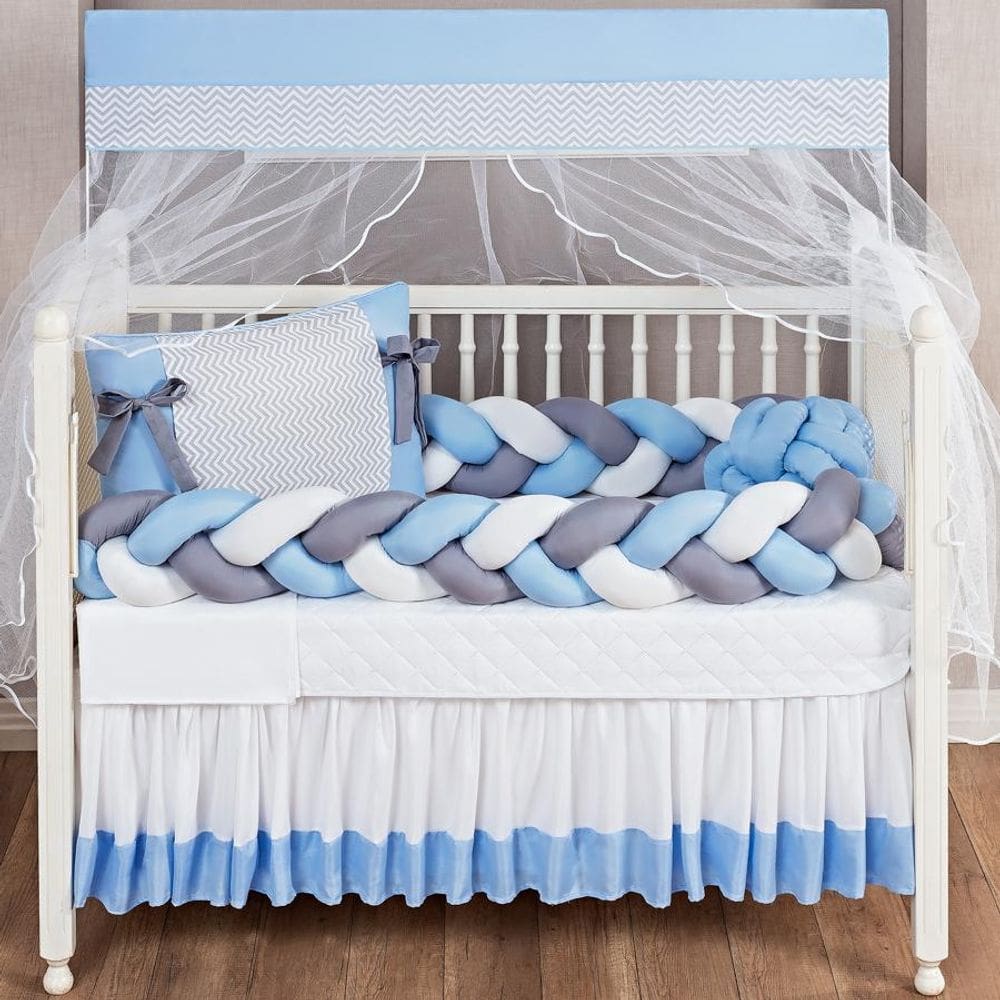 Kit Jogo De Berço Americano Trançado 11Pçs Edredom E Saia