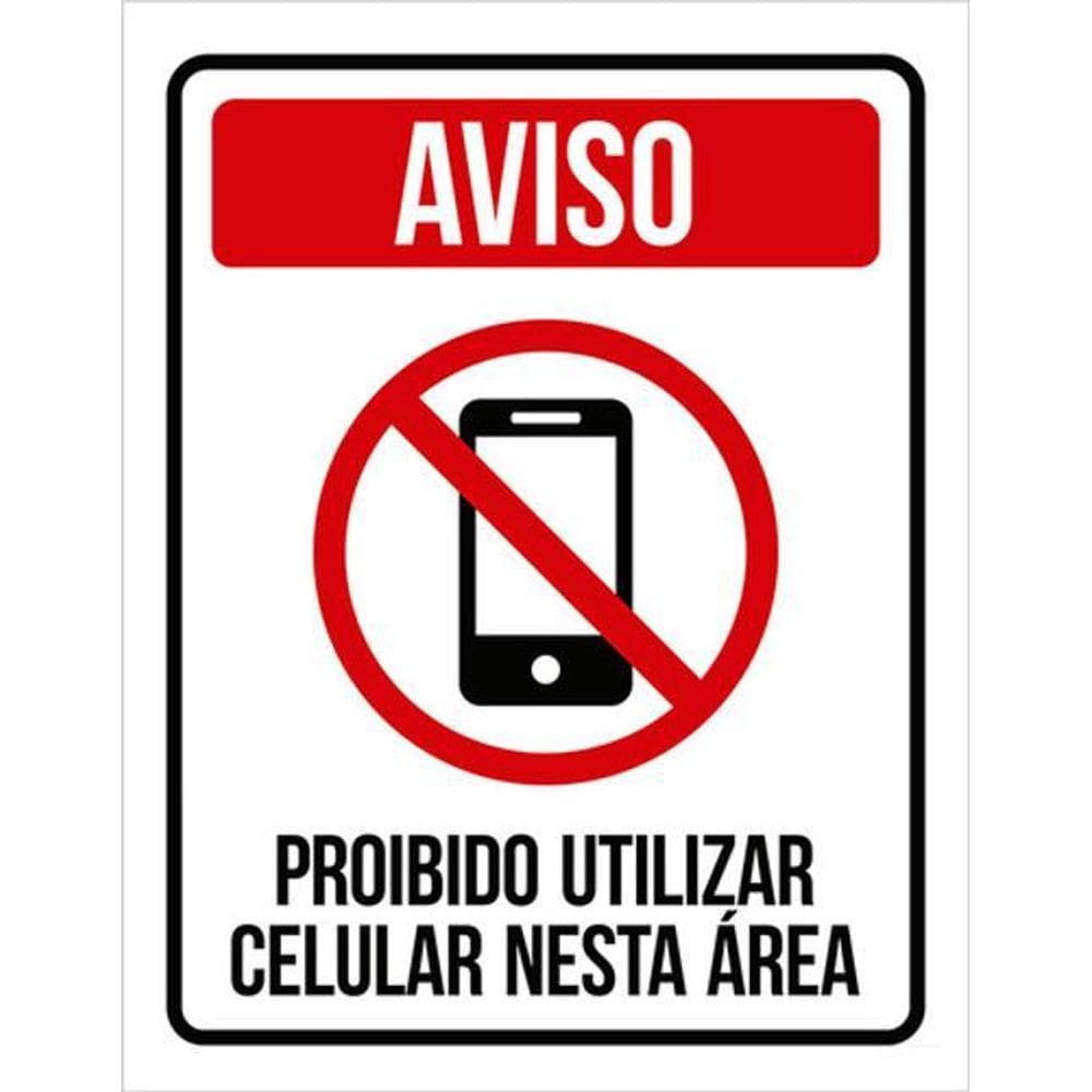 Kit 5 Placas Proibido Celular Nesta Área 36X46