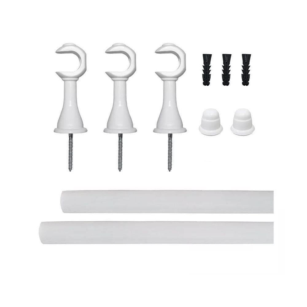 Kit Varão Suporte Simples Cortina Ponteira 28Mmx4M Branco