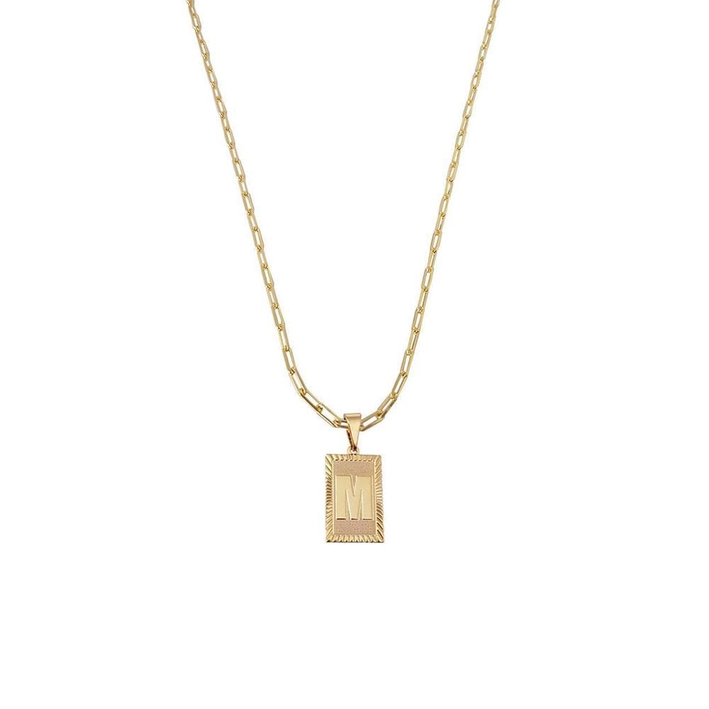 Cordão 45Cm Masculino Feminino Pingente Letra M Banhado Ouro