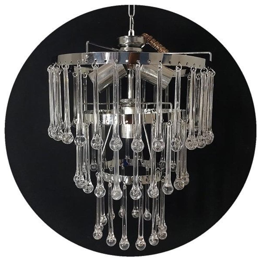 Lustre Pendente De Cristal Prata Para Sala -
