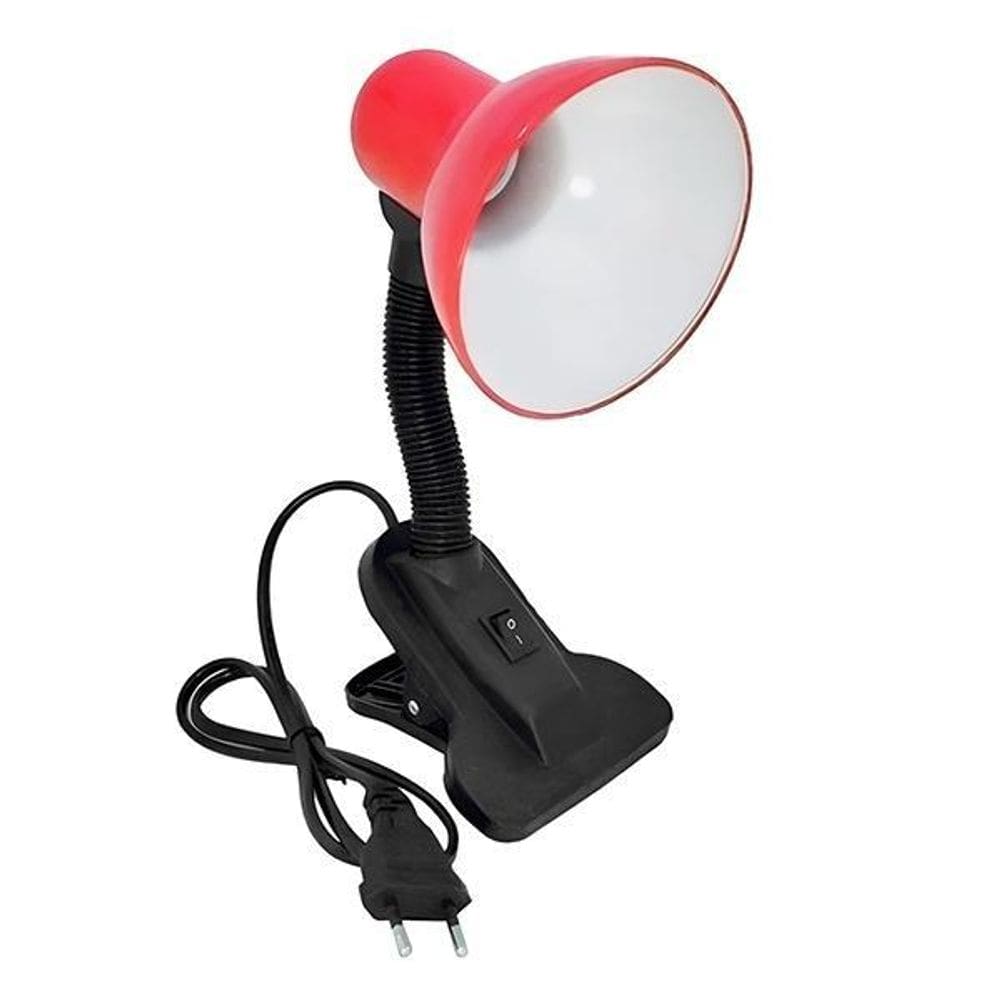 Luminária De Mesa Articulada Presilha Bivolt - Vermelho