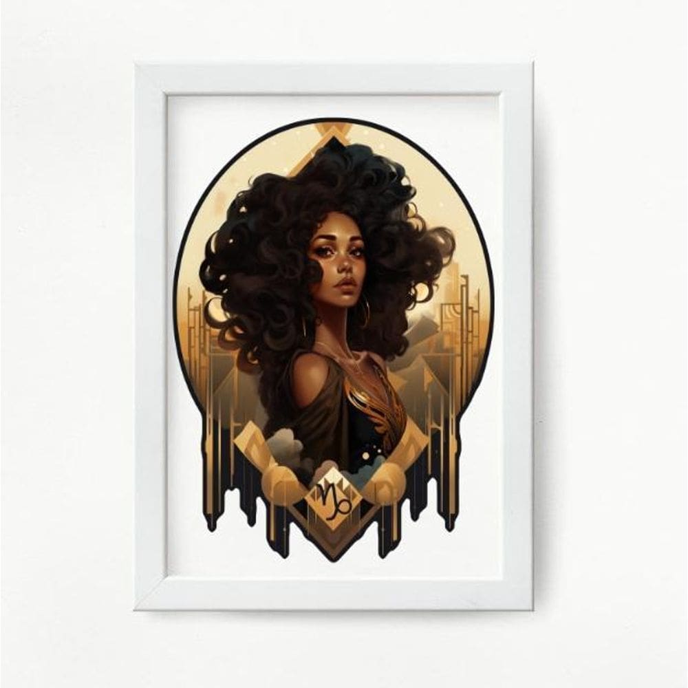 Quadro Decorativo Capricórnio 33x24cm - Moldura de Madeira