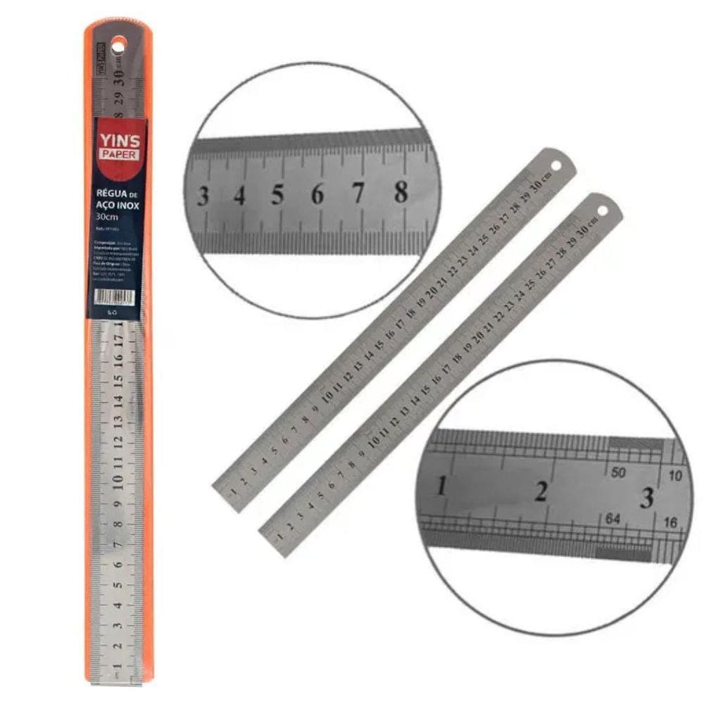 Régua Aço Inox 30 Cm Yins Paper