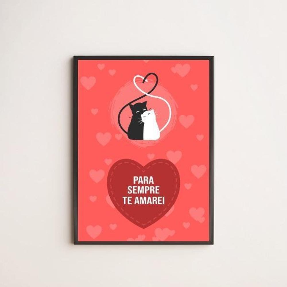 Quadro Gatinhos Para Sempre Te Amarei 33X24Cm - Com Vidro