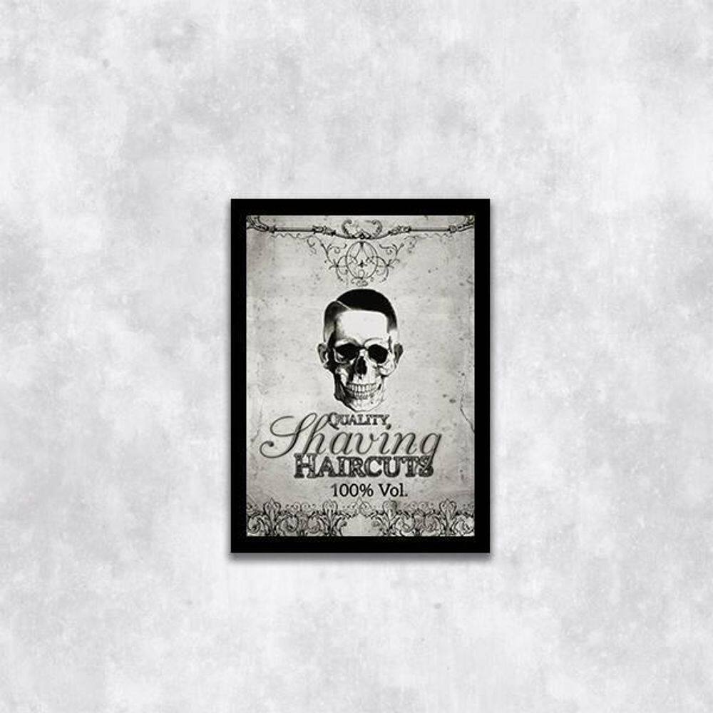 Quadro Quality Shaving Haircuts 45X34Cm Com Vidro Preta