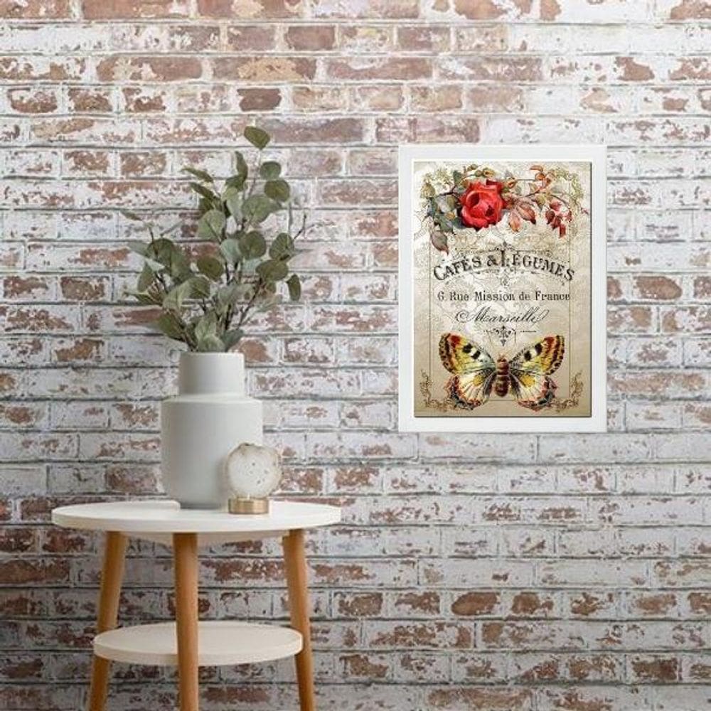 Quadro Borboleta Vintage - Café 33X24Cm